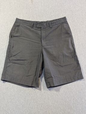 Patagonia Flat Front Shorts Men's 33 Gray Striped Lightweight